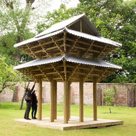 Japanese wooden temple at Dorich House Museum by Kingston University students