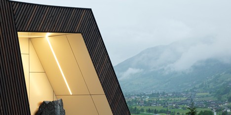 Mountain View House nestles against a hillside in the Austrian Alps