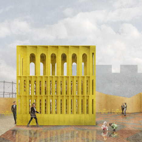New-Horizons-LFA-Red-Yellow-Pavilion-Hall-McKnight_TAKA-Clancy-Moore-Steve-Larkin_dezeen_2