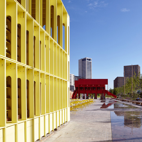 Architects from Dublin and Belfast install red and yellow pavilions at London’s King’s Cross