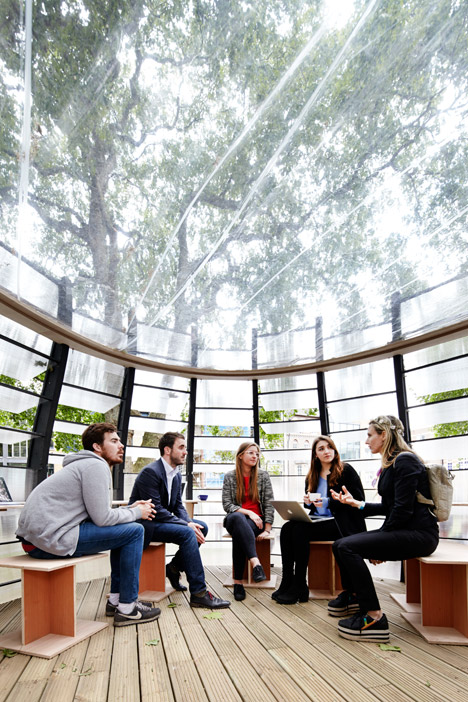 Pop-up offices in trees in Hackney by Tate Harmer
