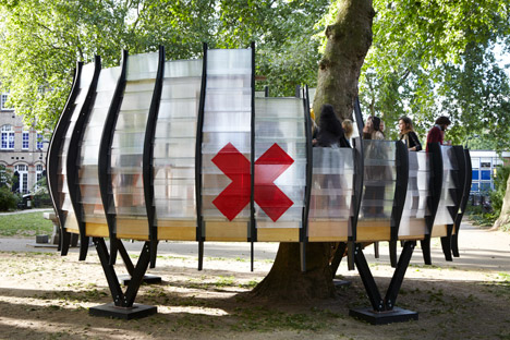 Pop-up offices in trees in Hackney by Tate Harmer