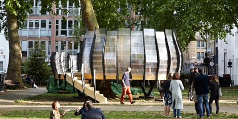 Pop-up offices in trees in Hackney by Tate Harmer