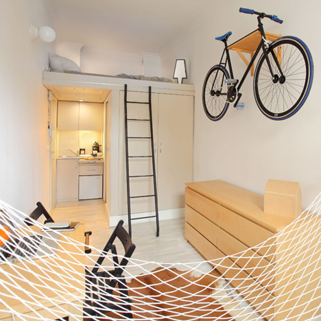 Hanczar Studio's 13-square-metre apartment in Wroclaw