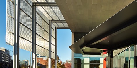 Olson Kundig’s Tacoma Art Museum wing has movable screens that “roll like railroad box cars”
