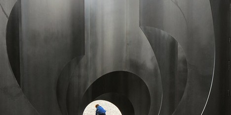 Gijs Van Vaerenbergh’s steel maze features spherical, cylindrical and cone-shaped voids