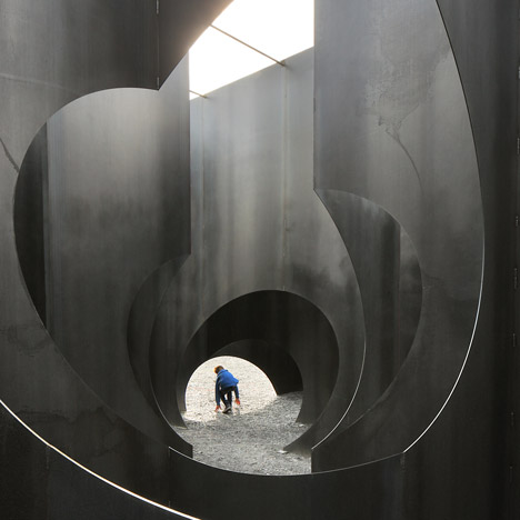 Gijs Van Vaerenbergh’s steel maze features spherical, cylindrical and cone-shaped voids