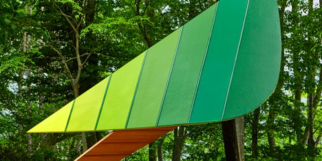 Noma Bar’s bird-shaped treehouse provides a vantage point over a Japanese woodland