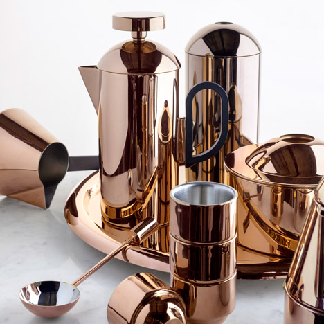 Tom Dixon designs Brew coffee set of reflective copper products