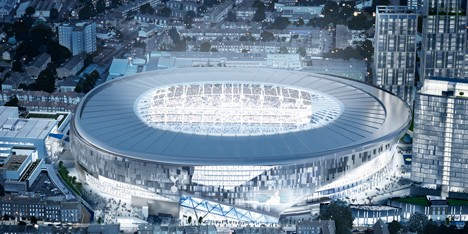 New Tottenham Hotspur football stadium by Populous to feature “world’s first sliding pitch”