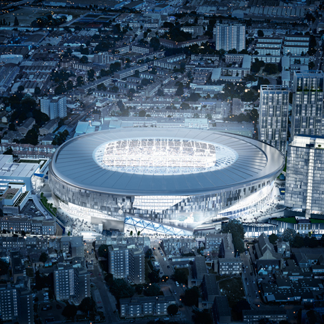 New Tottenham Hotspur football stadium by Populous to feature “world’s first sliding pitch”