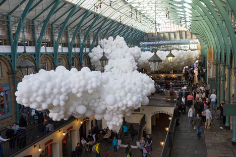 Charles Petillon Heartbeat balloons installation at Covent Garden market London