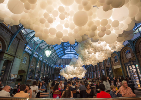 Charles Petillon Heartbeat balloons installation at Covent Garden market London