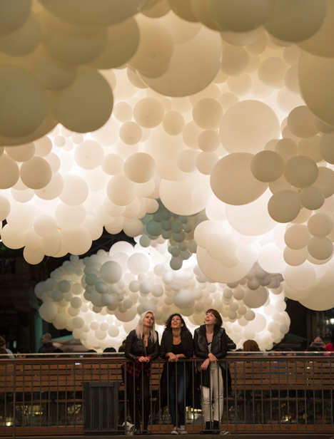 Charles Petillon Heartbeat balloons installation at Covent Garden market London