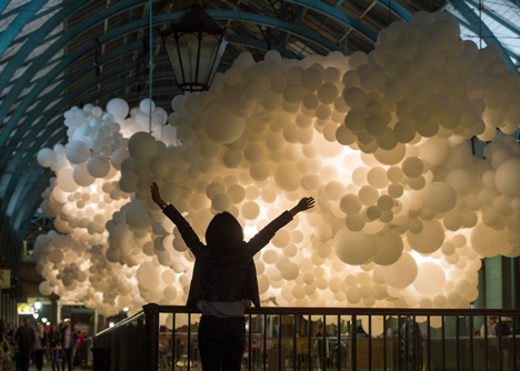 Charles Petillon Heartbeat balloons installation at Covent Garden market London