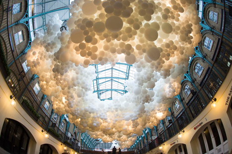 Charles Petillon Heartbeat balloons installation at Covent Garden market London