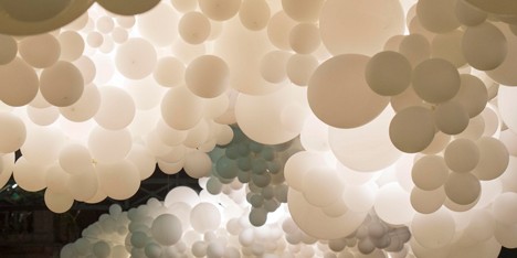 Charles Petillon Heartbeat balloons installation at Covent Garden market London