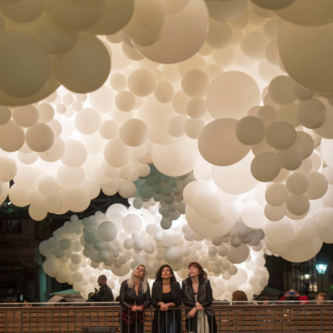 Charles Petillon Heartbeat balloons installation at Covent Garden market London