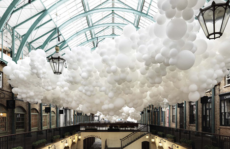 Charles Petillon Heartbeat balloons installation at Covent Garden market London