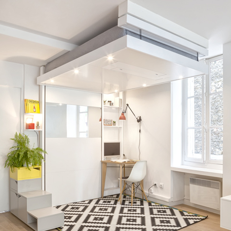 Decadrages BedUp lifts up to the ceiling