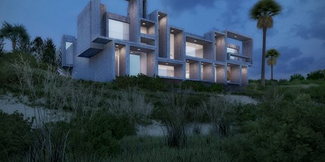 Paul Rudolph Milam Residence renders by Dan Huh