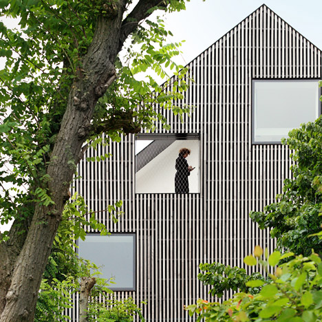 FELT slots three new homes into an old Ghent townhouse and reclads it with strips of wood