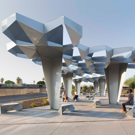 Höweler + Yoon creates canopy of folded metal plates for urban park in Phoenix