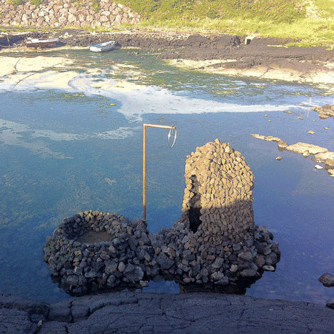 Volcanic stone structures pump fresh water from the sea surrounding a South Korean island