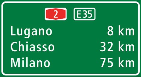 Adrian Frutiger's self-named typeface is used for Swiss road signs