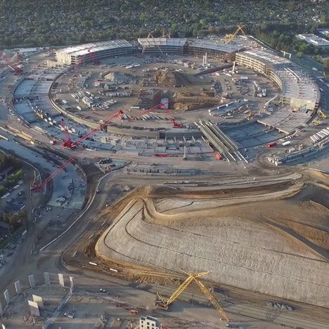 Apple Campus 2 One Infinite Loop latest drone footage Foster Partners
