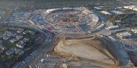 Apple One Infinite Loop latest drone footage Foster Partners
