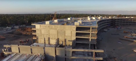 Apple One Infinite Loop latest drone footage Foster Partners