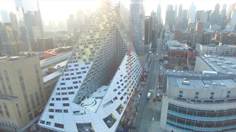 Drone movie construction update image Via West 57th by BIG