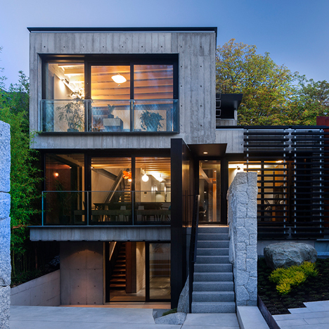 Measured Architecture clads a Vancouver home in wood-textured concrete