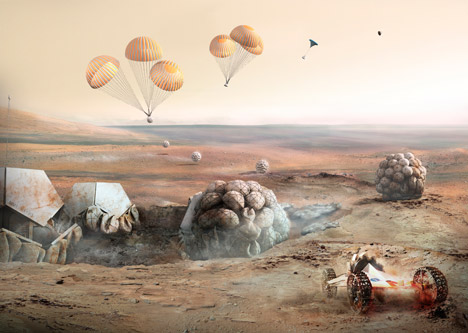 Foster + Partners reveals concept for 3D-printed Mars habitat built by robots
