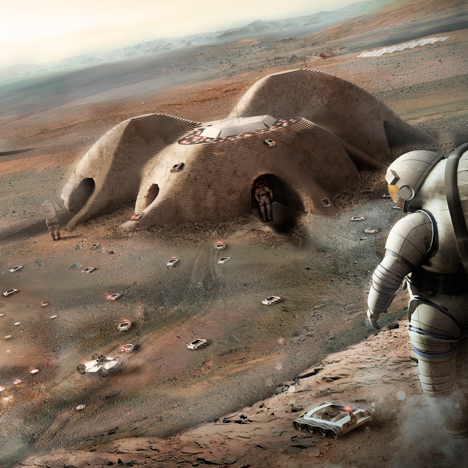 Foster + Partners reveals concept for 3D-printed Mars habitat built by robots