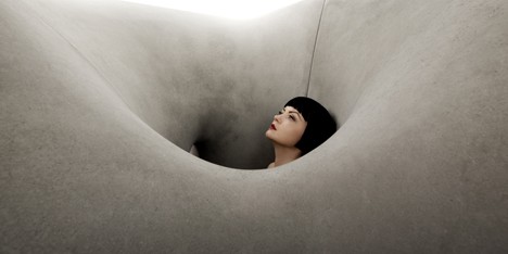 Matter Design’s Microtherme conceals voluptuous concrete forms within a wooden box