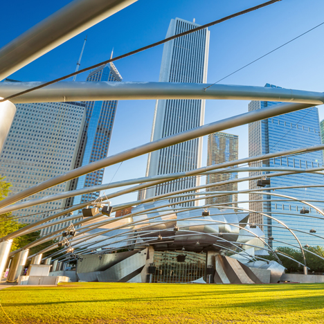 Millennium Park Pritzker Pavilion_Frank Gehry_shutterstock_dezeen_sqd
