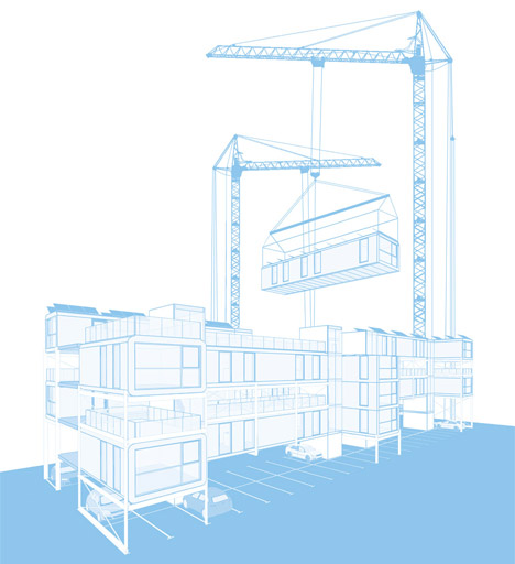 Nest concept for modular housing by Stride Treglown