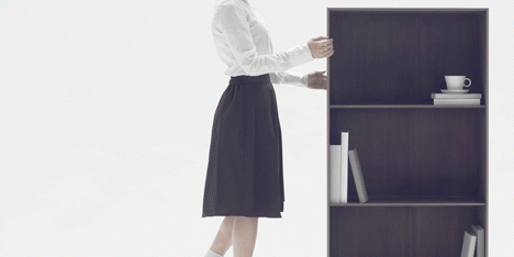 Nendo’s expandable Nest shelves are embedded with carbon fibre