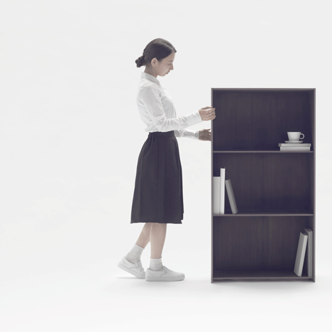 Nendo’s expandable Nest shelves are embedded with carbon fibre