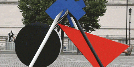 Isabel + Helen uses brightly coloured shapes to create Constructivism-inspired swing
