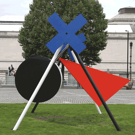 Isabel + Helen uses brightly coloured shapes to create Constructivism-inspired swing