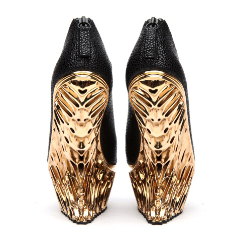 United Nude Francis Bitonti Mutatio Collection 3D printed gold plated shoe