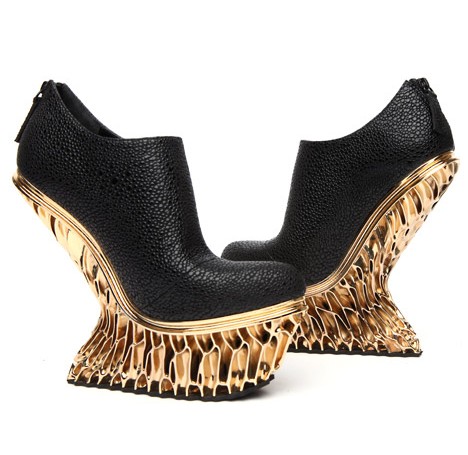 United Nude Francis Bitonti Mutatio Collection 3D printed gold plated shoe