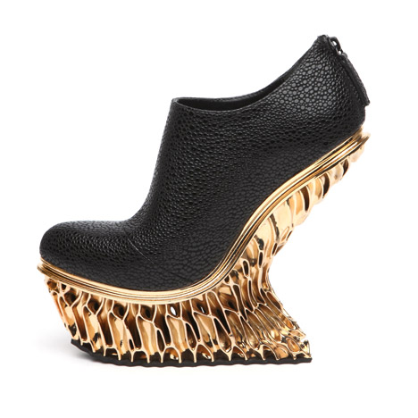 United Nude Francis Bitonti Mutatio Collection 3D printed gold plated shoe