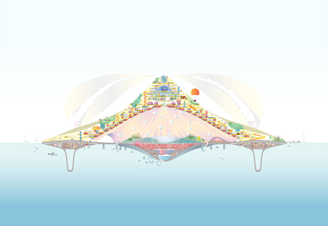 Cross section of WORKac's Floating City