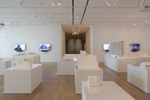 Installation shot of the David Adjaye retrospective at the Institute of Chicago