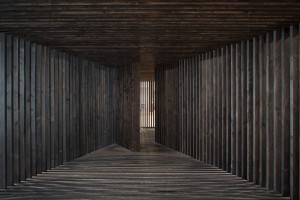 Installation shot of the David Adjaye retrospective at the Institute of Chicago