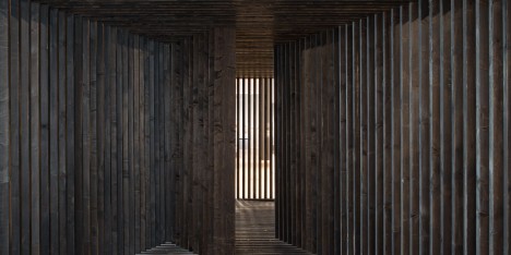 Installation shot of the David Adjaye retrospective at the Institute of Chicago